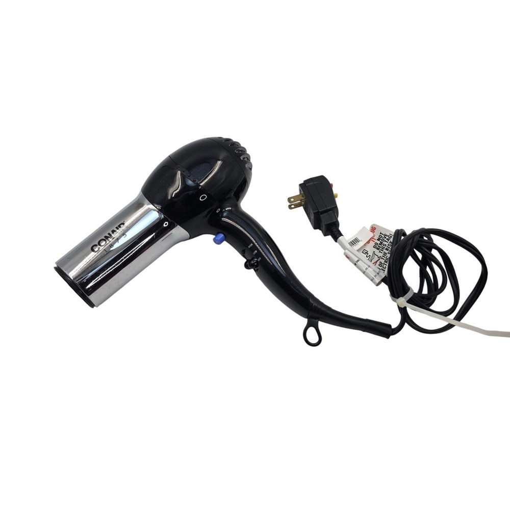 Conair 1875 Watt Hair Dryer Black Chrome Model 256X Heat Speed Settings‎ O5